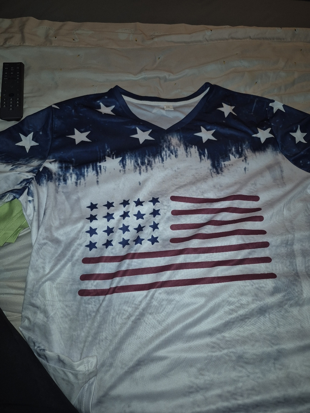 Patriotic V-Neck Stars & Stripes Women's Top - Blue/White/Red